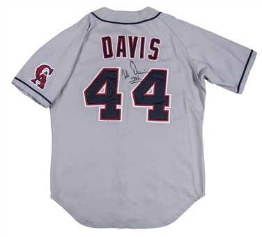 1996 Chili Davis Game Used & Signed California Angels Road Jersey Inscribed "1996" (Beckett) 